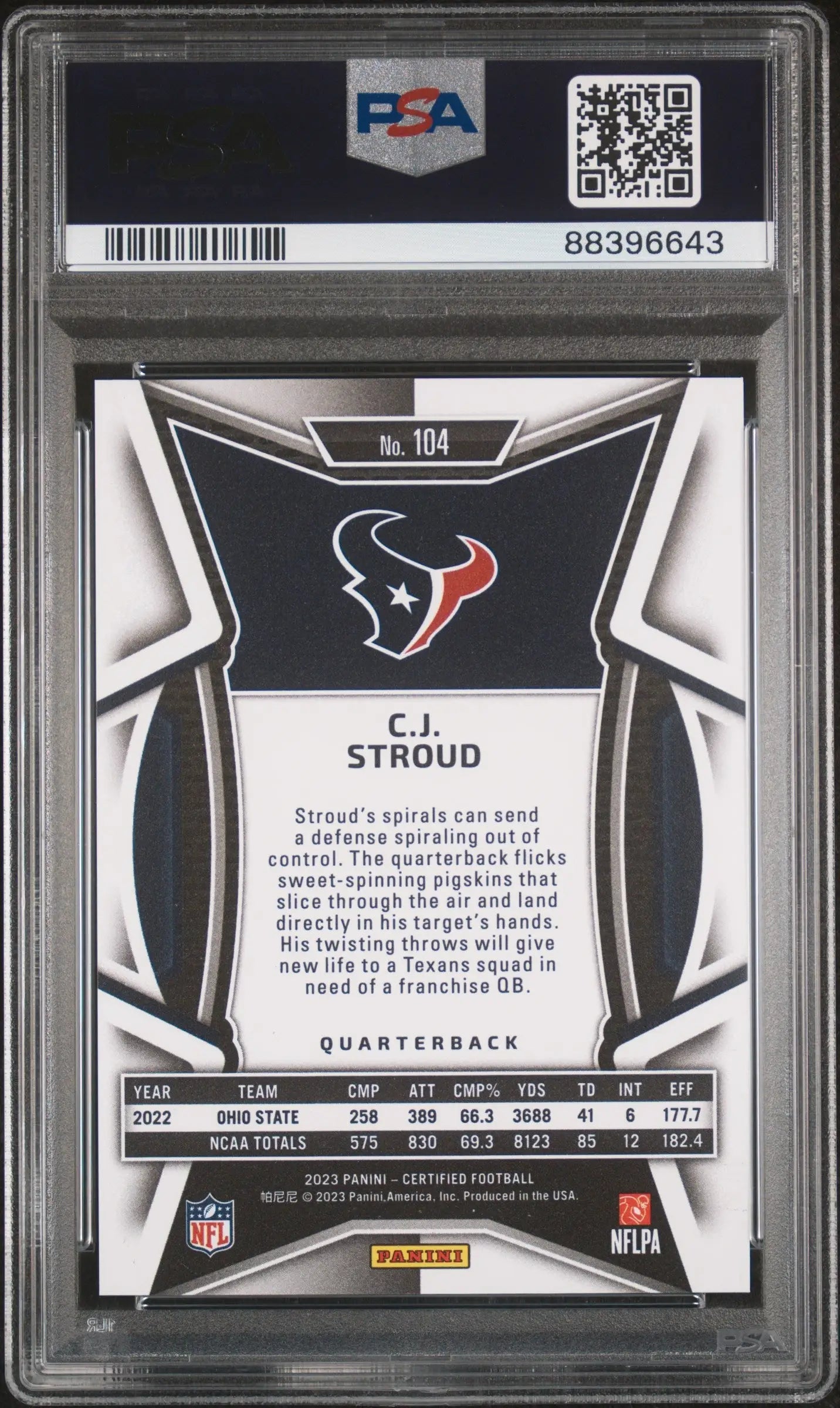 CJ Stroud 2023 Certified Mirror Bronze #104 #220/275 PSA 10 Gem Mint - Singles