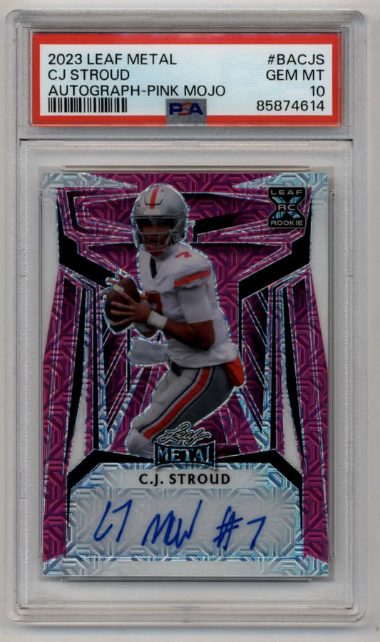 CJ Stroud 2023 Leaf Metal Auto Pink Mojo 4/4 PSA 10 Gem Mint - Singles