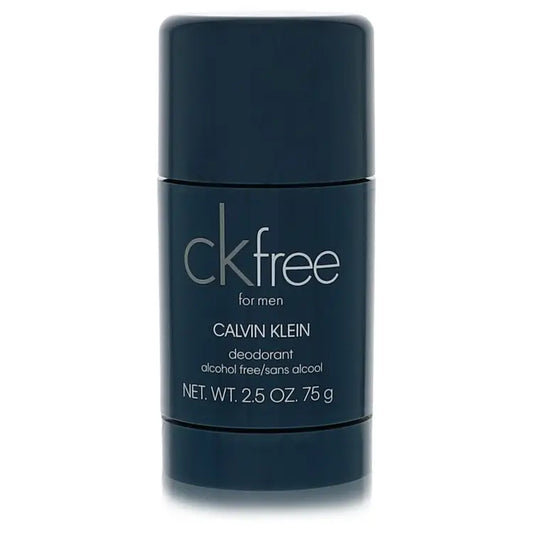 Blue Calvin Klein deodorant stick with woody aromatic fragrance and black cap