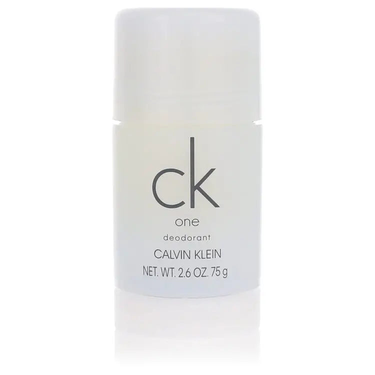 White Calvin Klein CK One deodorant stick 2.6 oz displayed against a white background
