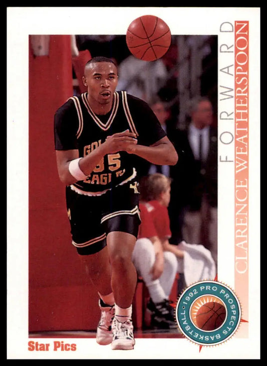 Basketball trading card of Clarence Weatherspoon from 1992 Star Pics series