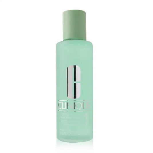 Light green Clinique Clarifying Lotion with pale green cap for removing dead cells