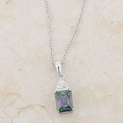 Classic Mystic Cubic Zirconia Rhodium Drop Necklace - Necklace