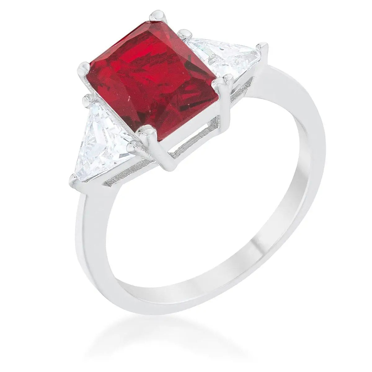 Classic Ruby Rhodium Engagement Ring - Rings