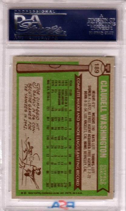 Graded Claudell Washington 1976 Topps baseball card from Columbia HobbyâPSA 9 Mint
