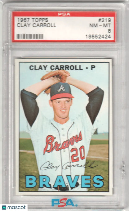 Graded Clay Carroll 1967 Topps Baseball Card PSA 8 NM-MT from Columbia Hobby