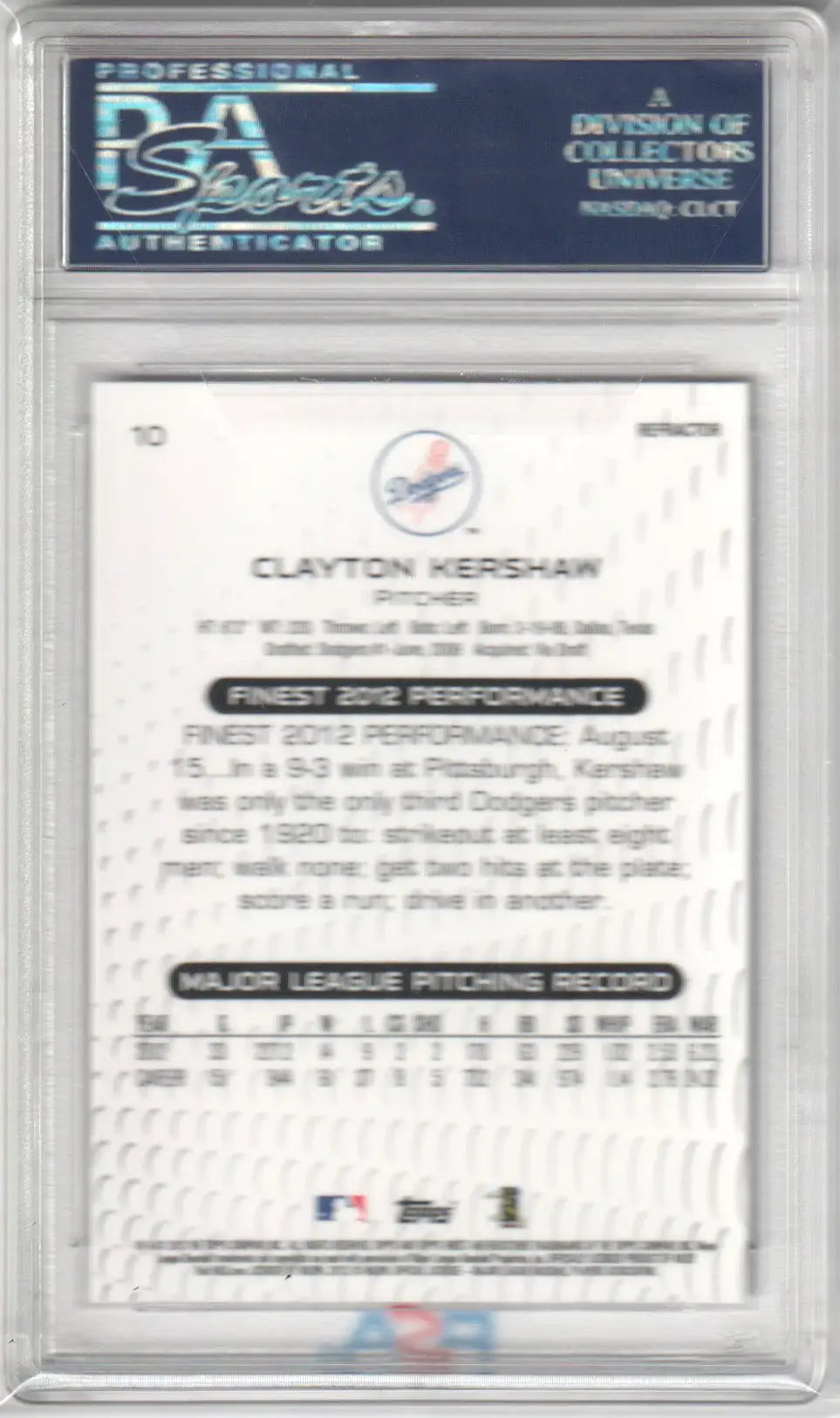 Graded Clayton Kershaw baseball card Xfractor PSA 10 from Columbia Hobby