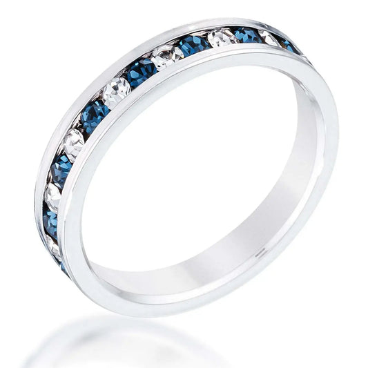 Clear and Blue Alternating Crystal Eternity Ring - Rings
