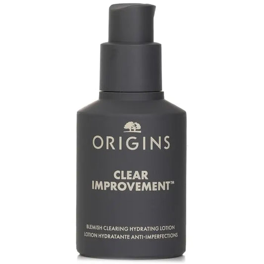 Dark gray pump bottle of Origins Clear Improvement Blemish Clearing Hydrating Lotion