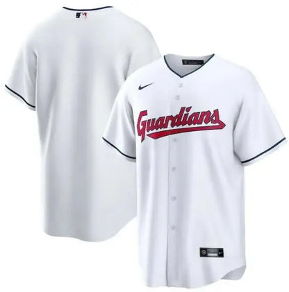 White Cleveland Guardians baseball jersey displayed in Nike Replica Team Jersey product