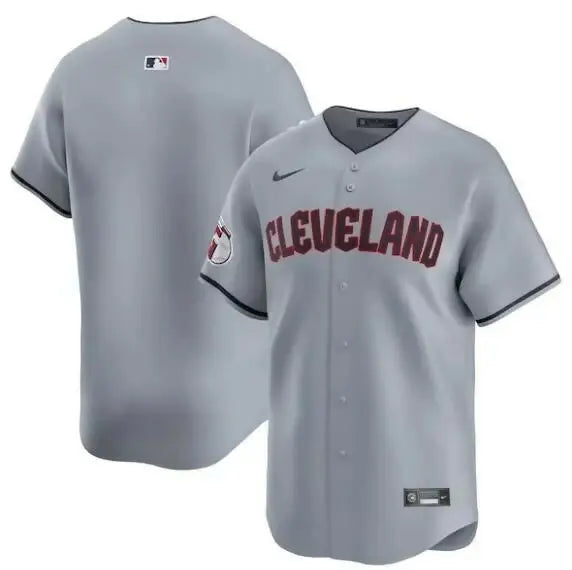 Gray Cleveland Guardians Nike Road Limited Baseball Jersey front view
