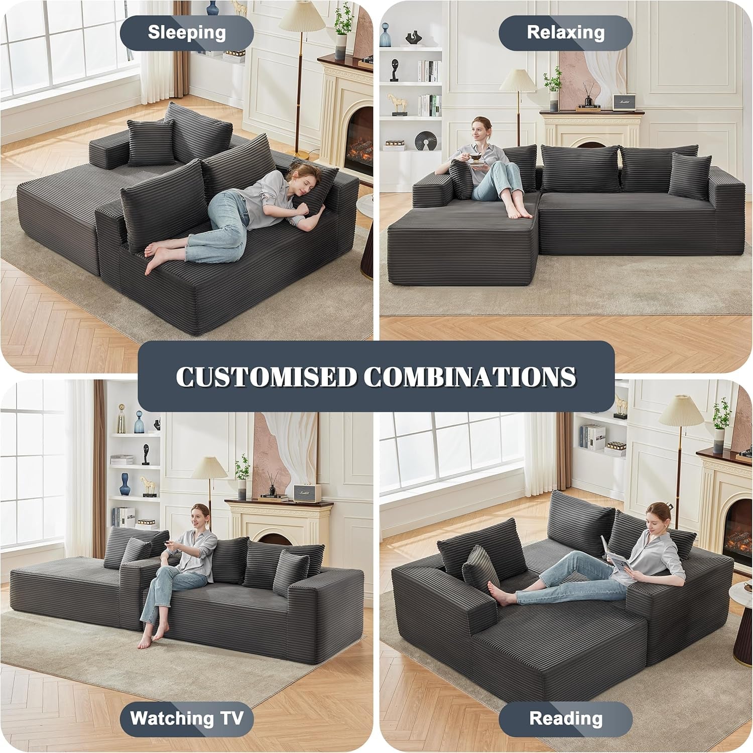 Cloud Sectional Couch Modular Sofa with Deep Seat-4