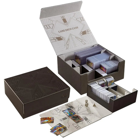 Open card deck storage case featuring PU leather card storage box with magnetic closure