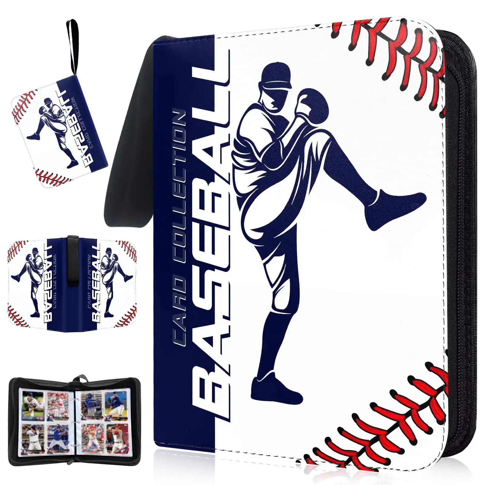 Durable quality baseball card collection binder for trading cards and card games