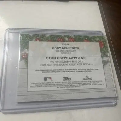 Cody Bellinger 2022 Topps Holiday Relic Card WRC-CB featuring a collectible relic