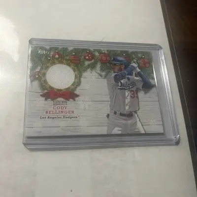 Cody Bellinger 2022 Topps Holiday Relic Card with Christmas wreath design
