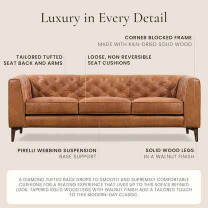 Cognac Tan Leather Sofa with Tufted Back Design-3