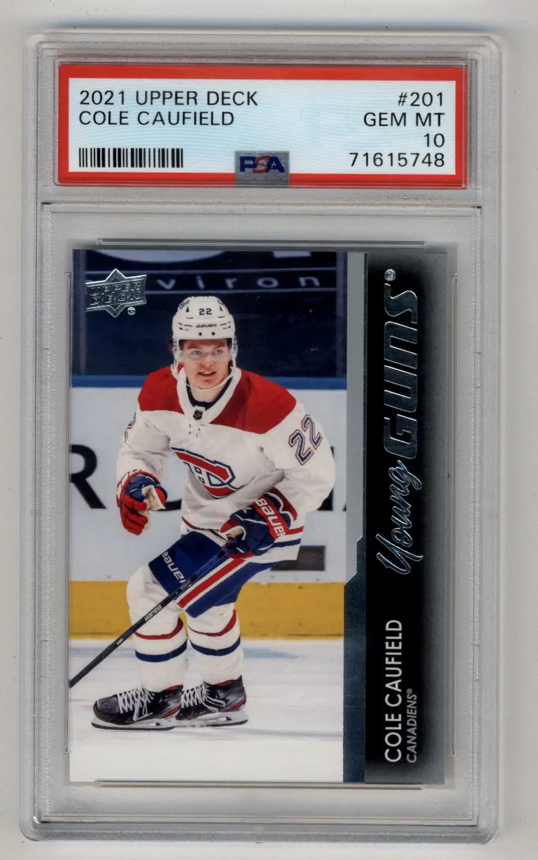 Cole Caufield 2021-22 Upper Deck #201 Young Gun PSA 10 Gem Mint 5748 - Singles