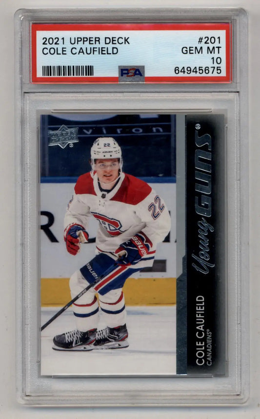 Cole Caufield 2021-22 Upper Deck Young Gun #201 PSA 10 Gem Mint 5675 - Singles