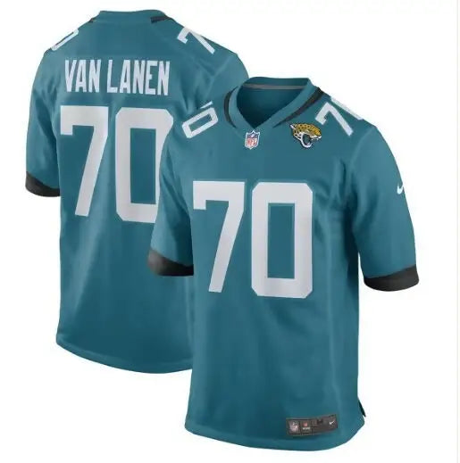 Jacksonville Jaguars teal football jersey with Van Lanen name and number for Cole Van Lanen