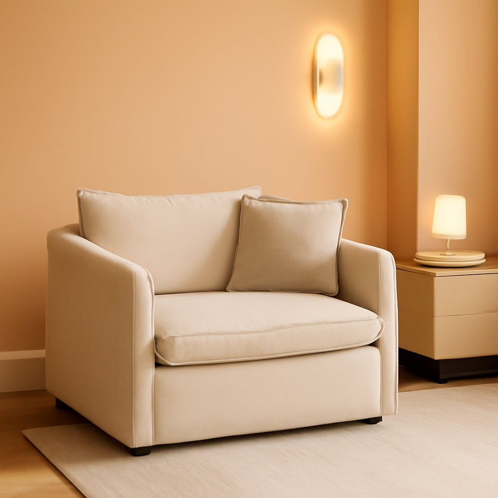 Comfy Chenille Sofa Chair with Toss Pillow Light Coffee-0