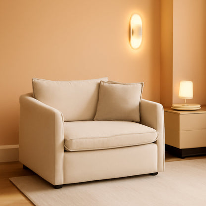 Comfy Chenille Sofa Chair with Toss Pillow Light Coffee-0