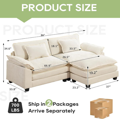 Comfy Cloud Couch Modular Sofa with Ottoman and Pillows-1