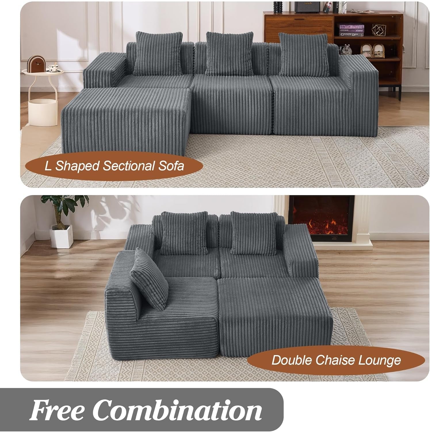 Comfy L Shaped Modular Memory Foam Sectional Sofa-2