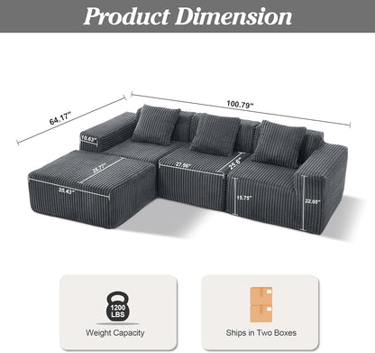 Comfy L Shaped Modular Memory Foam Sectional Sofa-1