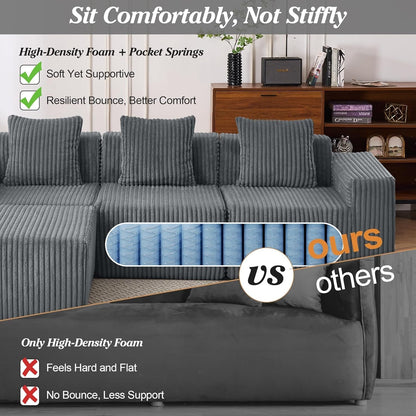 Comfy L Shaped Modular Memory Foam Sectional Sofa-4