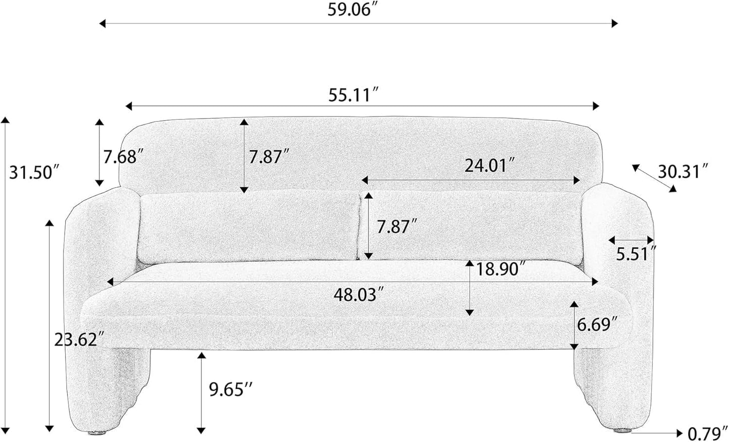 Comfy Two Seater Loveseat Sofa with Waist Pillows-1