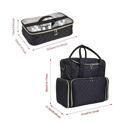 Compact Essential Oil and Nail Polish Storage Handbag - Black - Oil and Nail Polish Storage Handbag