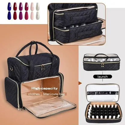 Compact Essential Oil and Nail Polish Storage Handbag - Black - Oil and Nail Polish Storage Handbag