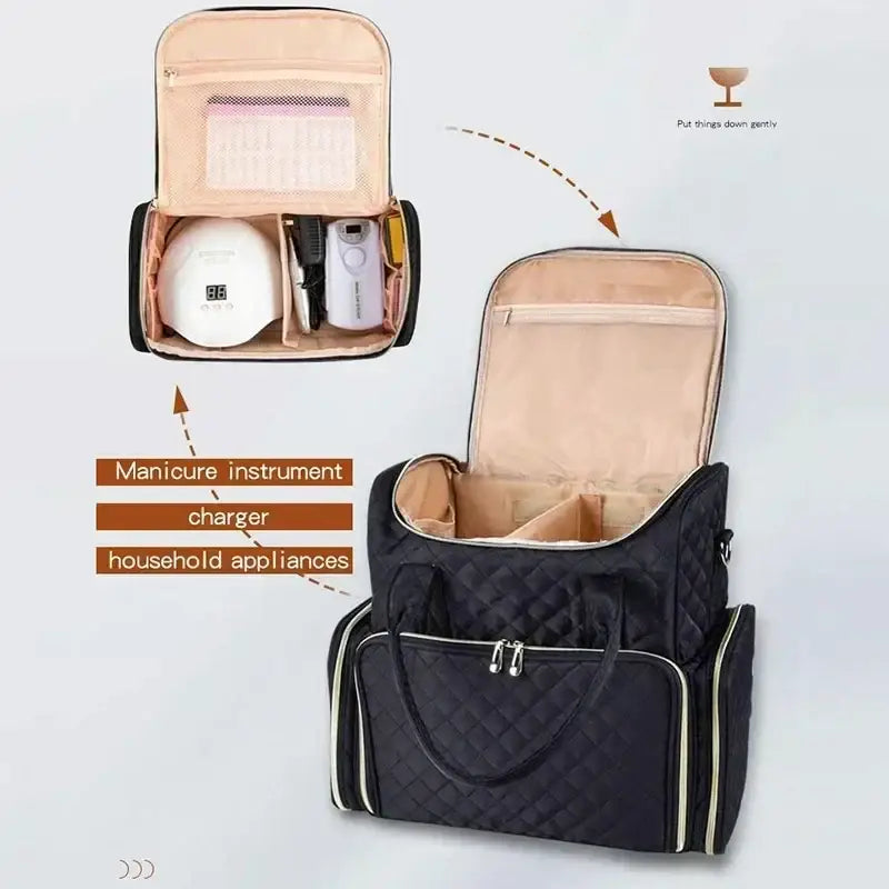 Compact Essential Oil and Nail Polish Storage Handbag - Black - Oil and Nail Polish Storage Handbag