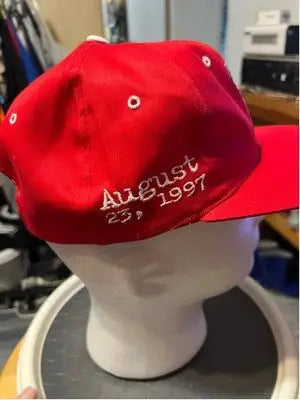 Red baseball cap with white embroidered text from Competitors View Vintage 1997 Nascar Goody’s 500 Bristol Hat