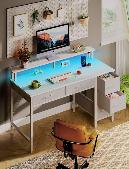 Computer Desk with Power Outlets and LED Light-1