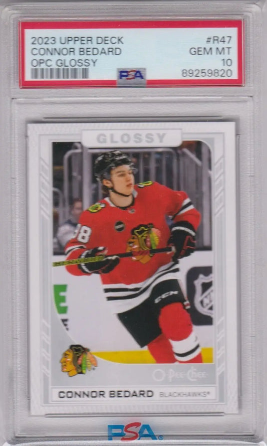 Connor Bedard OPC RC Rookie hockey card from Columbia Hobby in PSA 10 GEM MINT