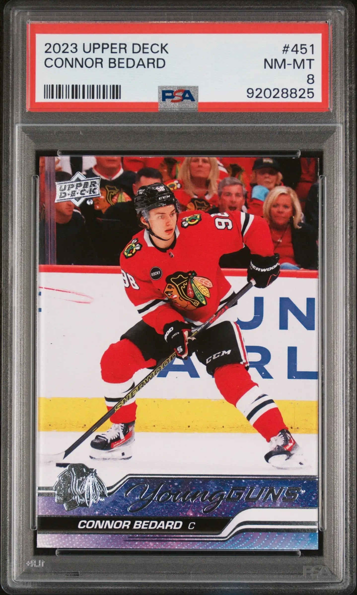 Graded Connor Bedard hockey trading card from 2023 Upper Deck product
