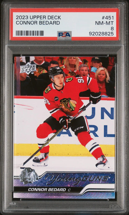 Graded Connor Bedard hockey trading card from 2023 Upper Deck product