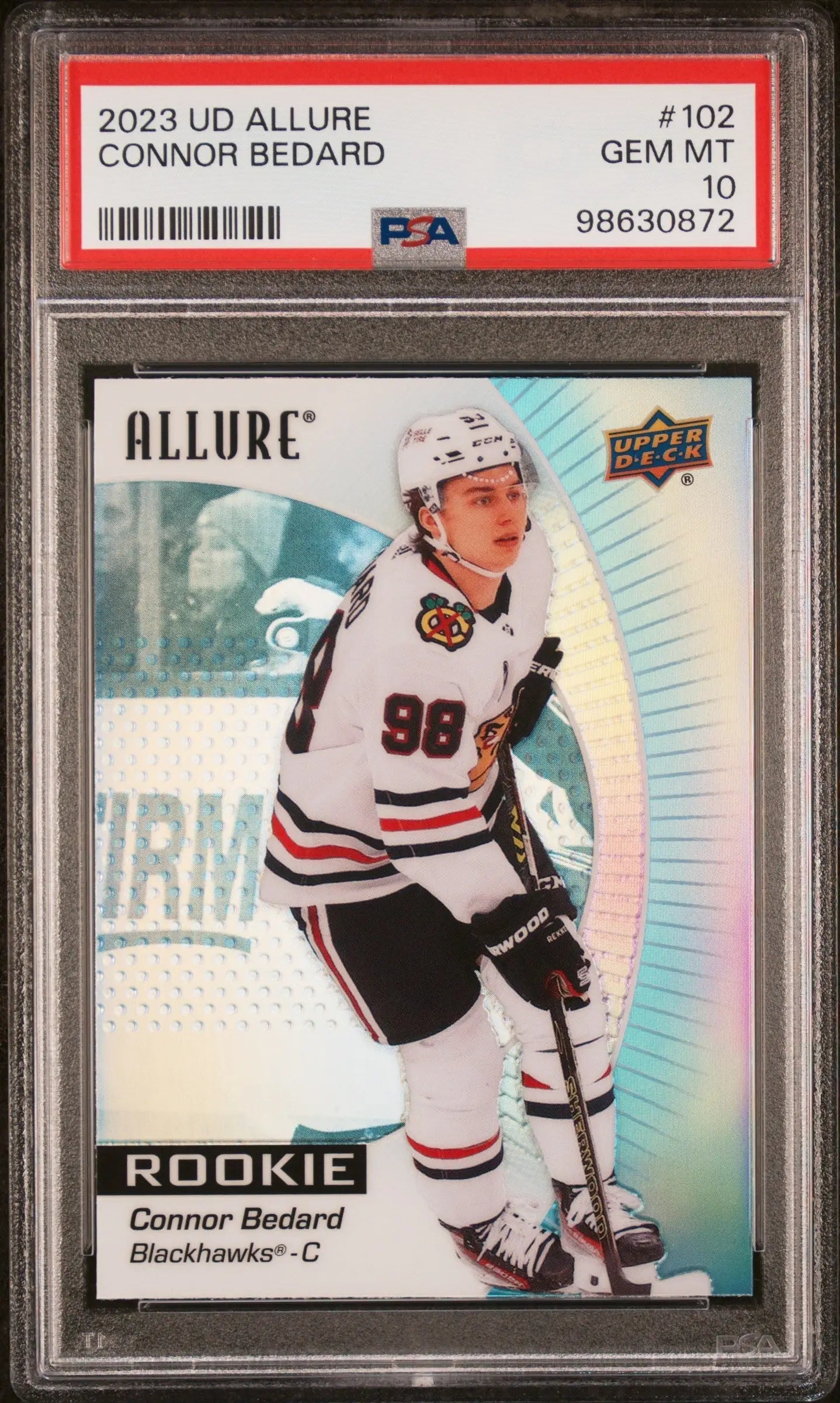 Upper Deck Allure Connor Bedard rookie hockey card graded GEM MT 10