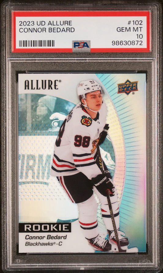 Upper Deck Allure Connor Bedard rookie hockey card graded GEM MT 10