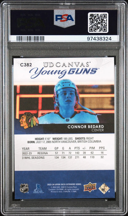 Connor Bedard 2023 Upper Deck Canvas #382 PSA 9 Mint - Singles