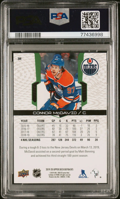 Connor McDavid 2019 Upper Deck Buybacks #31 Emerald #18/25 PSA 9 Mint - Singles