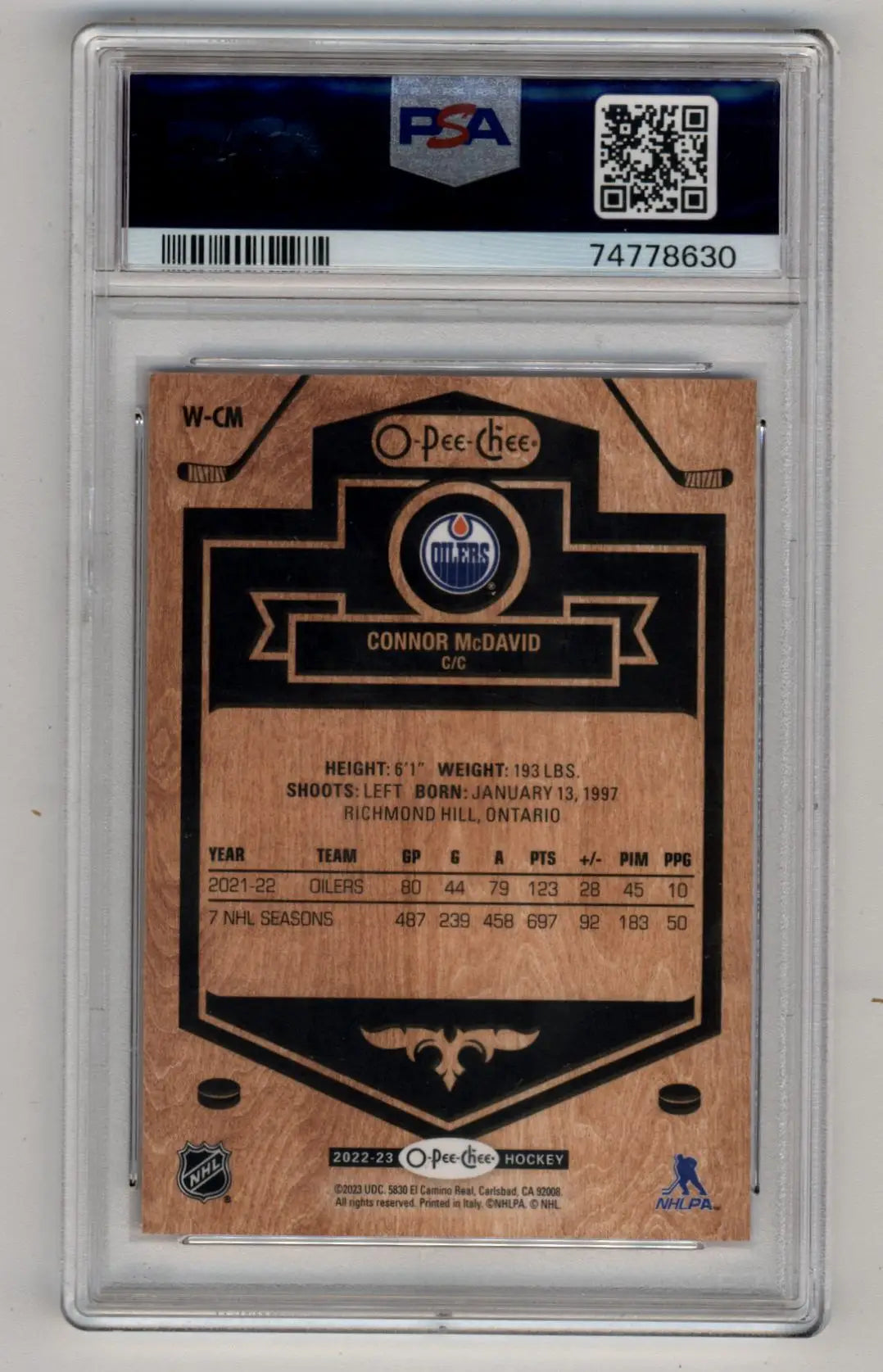 Connor McDavid 2022-23 O-Pee-Chee Woodies PSA 9 Mint - Singles