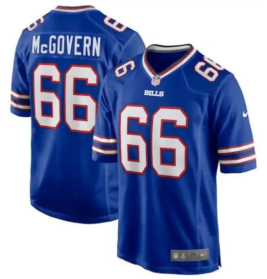 Royal blue Buffalo Bills Connor McGovern Nike Game Player Jersey with white numerals and stripes
