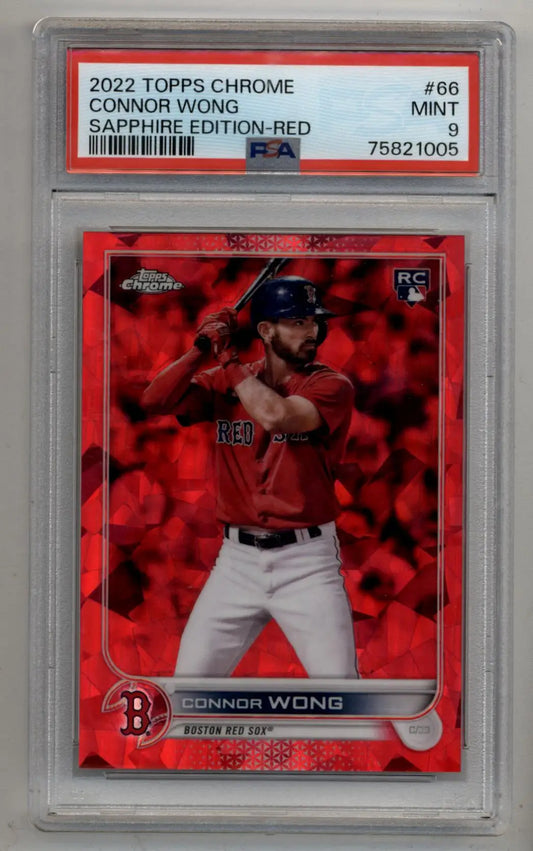 Connor Wong 2022 Topps Chrome Sapphire Edition Red baseball card graded Mint 9