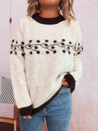 Contrast Hem Round Neck Sweater