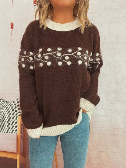 Contrast Hem Round Neck Sweater