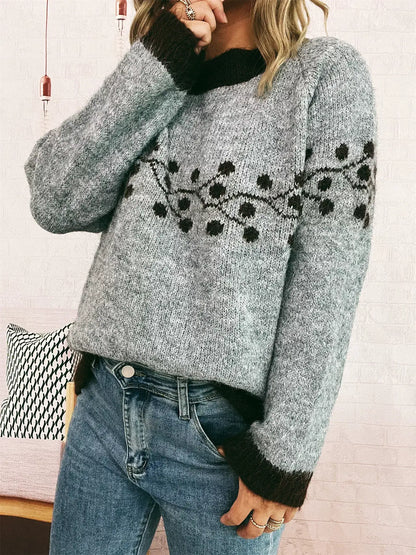 Contrast Hem Round Neck Sweater