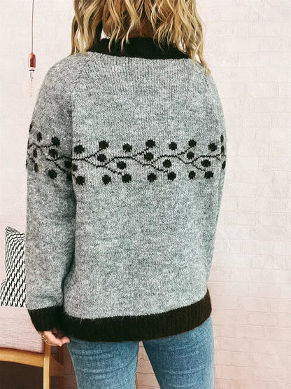 Contrast Hem Round Neck Sweater